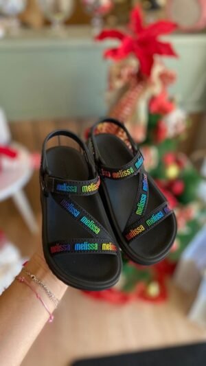 Sandalia Mini Melissa Stripes M Lover Preto