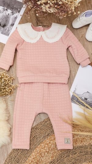 Cj Animê Baby Rosa Com Gola