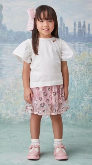 Cj Blusa/saia Tulê Paetê Rosa