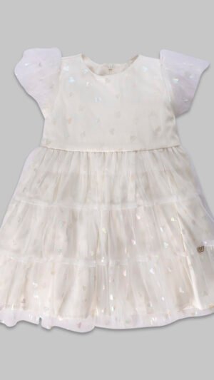 Vestido Coracoes Tule Cetim