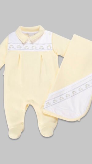 Kit Macacao Manta Tricot Amarelo