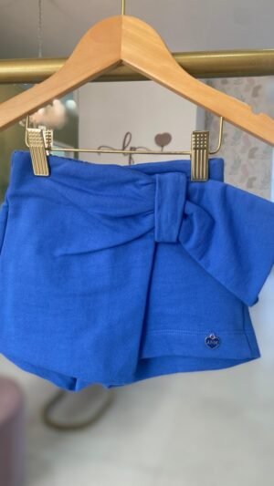 Shorts Saia Animê Com Laço Azul Realeza