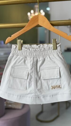 Shorts Saia Animê Sarja Bege