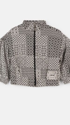 Bomber Jacquard Animê Preto E Branco