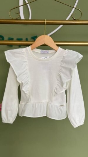 Blusa Momi Manga Longa Com Babados