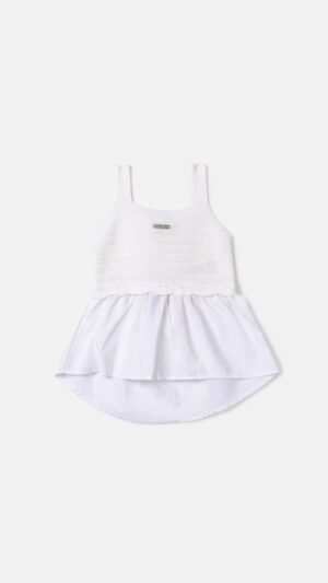 Blusa Animê Crochê E Babado Off White