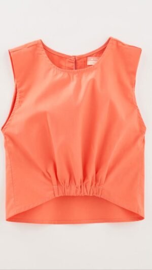Blusa Fábula Tricoline Cavada Coral