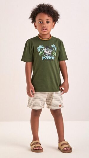 Conjunto Youccie Mickey Verão Bermuda Listrada