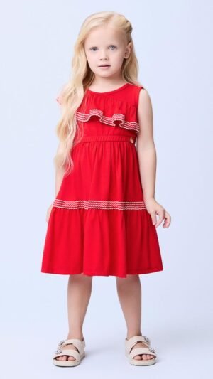 Vestido Momi Com Babado Vermelho