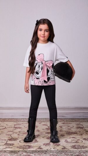 Conjunto Animê Com Legging Minnie Com Laço