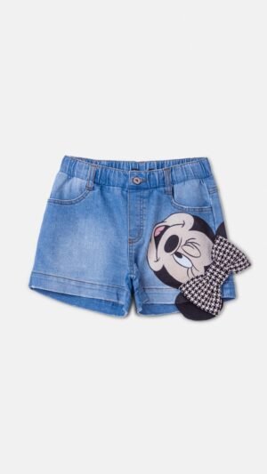 Shorts Jeans Animê Minnie Com Laço