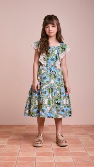 Vestido Animê Midi Com Renda Disney Tropical Minnie