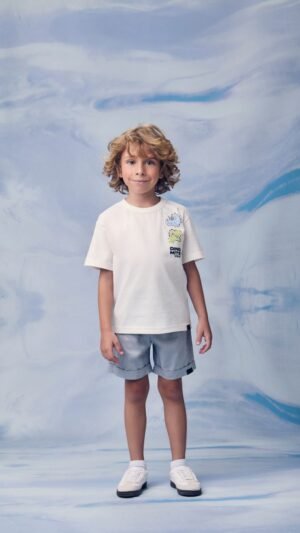 Conjunto Youccie Dinossauros Com Bermuda Cinza