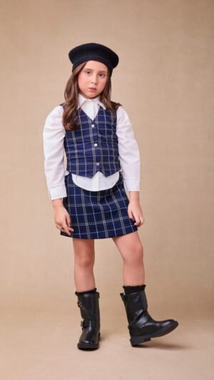 Conjunto Animê Colete E Saia Marinho