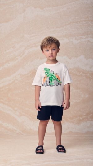 Conjunto Infantil Youccie Dino Off White E Preto