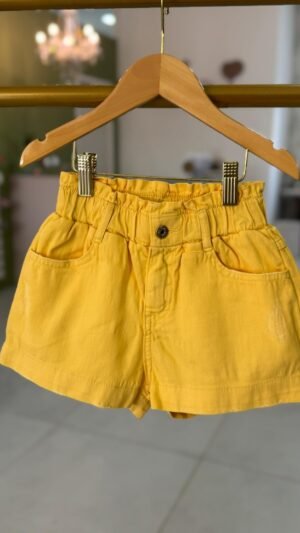 Shorts Animê Amarelo Em Sarja De Algodão