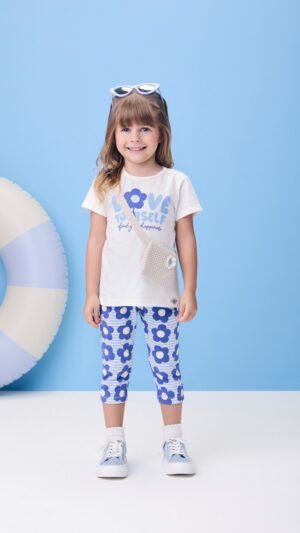 Conjunto Momi Camiseta Com Bolsinha E Capri Floral