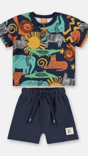 Conjunto Up Baby Menino Safari Com Bermuda Gorgurao