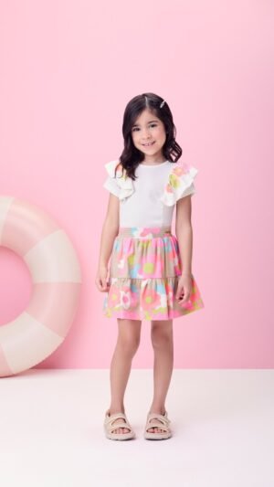 Conjunto Momi Blusa Canelada Com Saia Estampada