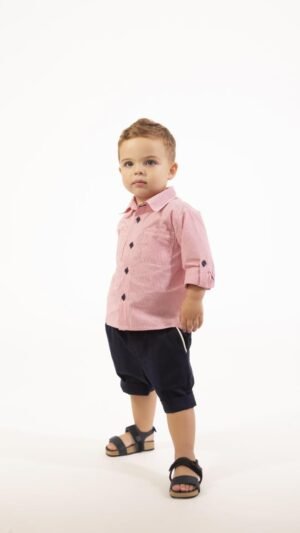 Camisa Social Infantil Green Listrada Vermelho