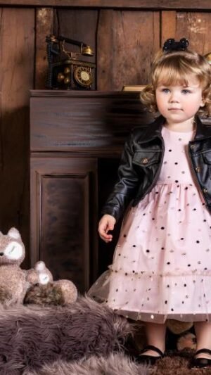 Vestido De Festa Baby Em Cetim Anjos Baby Chic Com Tule