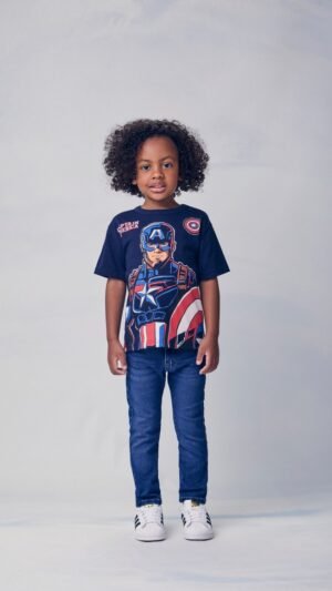 Camiseta Infantil Youccie Azul Capitão América Marvel