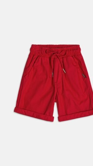 Bermuda Youccie Vermelha Tecido Algodão Com Ajuste