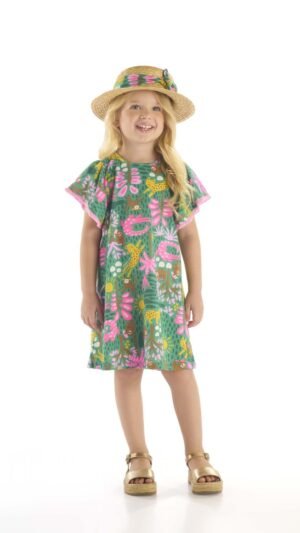 Vestido Up Baby Menina Verde Estampado Floresta
