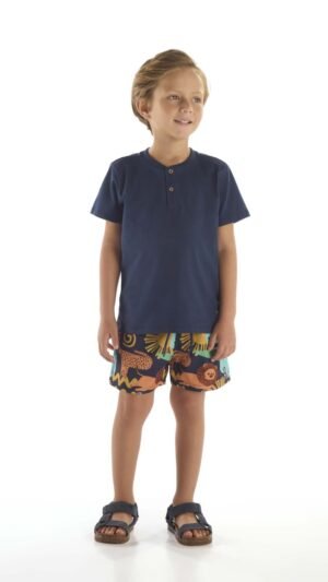 Conjunto Up Baby Menino Com Bermuda Safari Microfibra