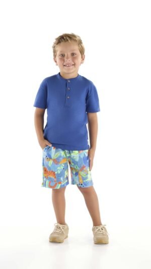 Conjunto Up Baby Menino Estampa Ludica Com Bermuda Moletom