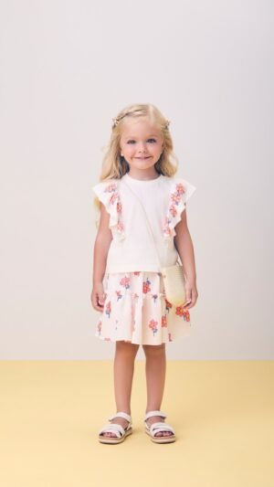 Conjunto Momi Com Saia Anarruga Estampada