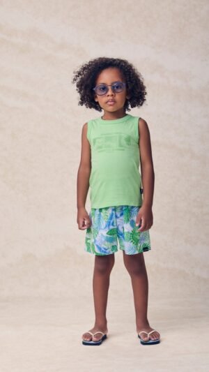 Conjunto Youccie Dinossauro Com Regata E Bermuda Microfibra