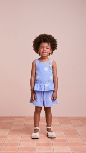 Conjunto Animê Margaridas Azul