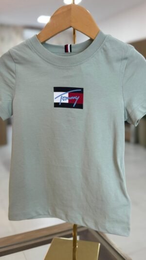 Camiseta Tommy Kids Verde Menta Logo Central