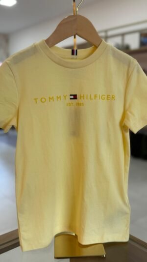 Camiseta Tommy Kids Amarela Linear Logo Alto Relevo