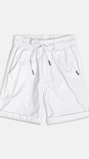 Bermuda Youccie Branca Tecido Algodão Com Ajuste