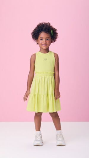 Vestido Momi Em Malha Canelada Com Saia Rodada Verde