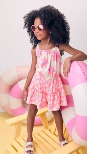 Macaquinho Momi Floral Rosa