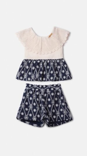 Conjunto Animê Laise Azul Com Tricô