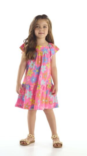 Vestido Up Baby Rosa Floral Em Malha