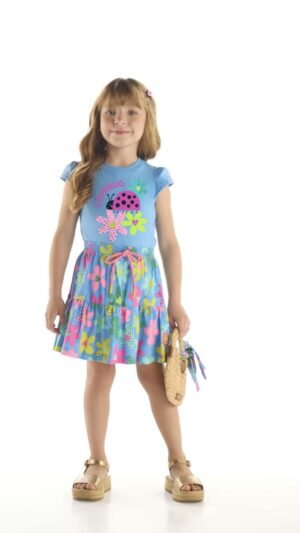 Conjunto Up Baby Menina Azul Floral Lovebug