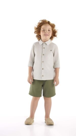 Conjunto Up Baby Menino Camisa Social Com Short Verde